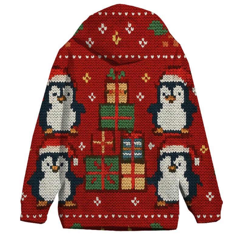 Penguin Present Pyramid Panel Design premium hoodies