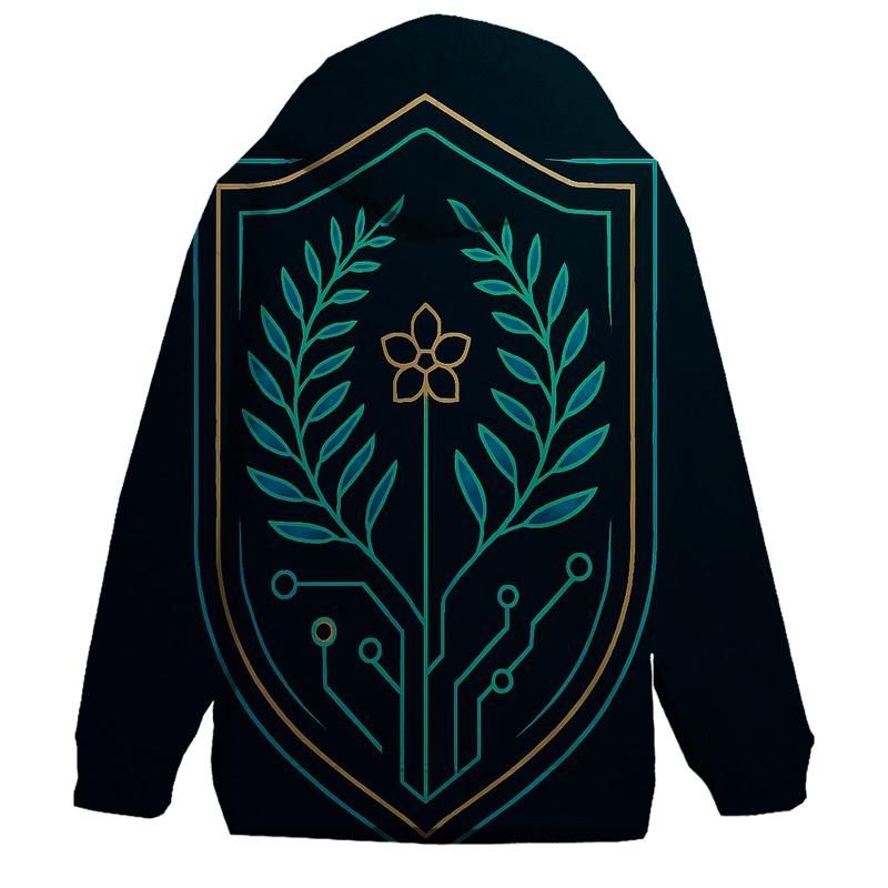 Aurora Circuit Botanical Crest zip-up hoodies