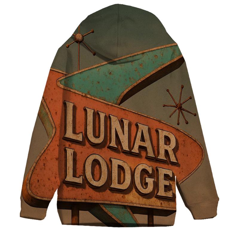 Weathered Space Age Motel Sign designer hoodies