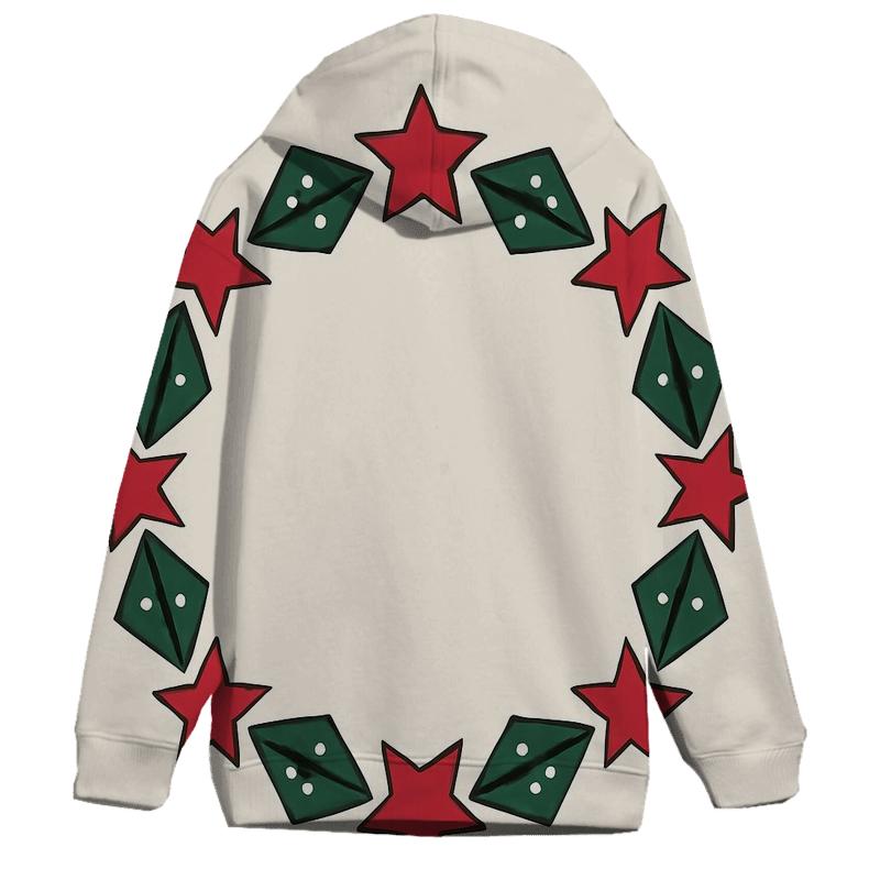 Starlit Holly Orbit Wreath embroidered hoodies