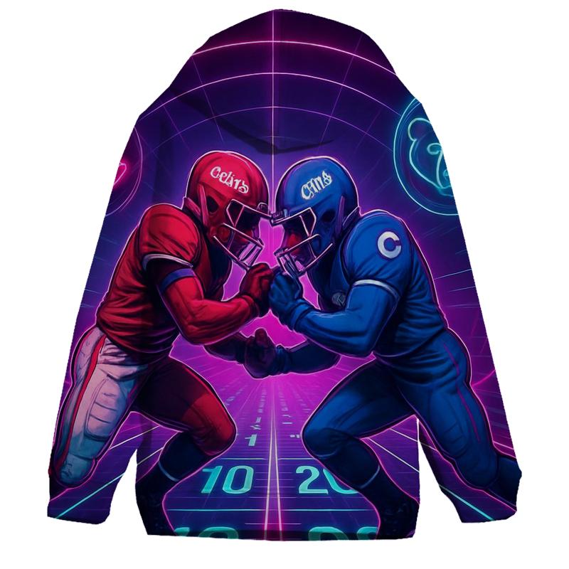 Neon Tunnel Faceoff Through Time Dilation printed hoodies