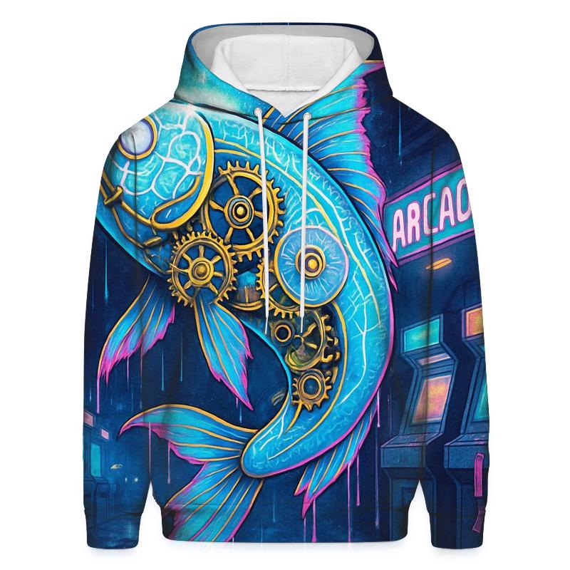 Clockwork Koi In A Rainstorm Arcade heavyweight hoodies