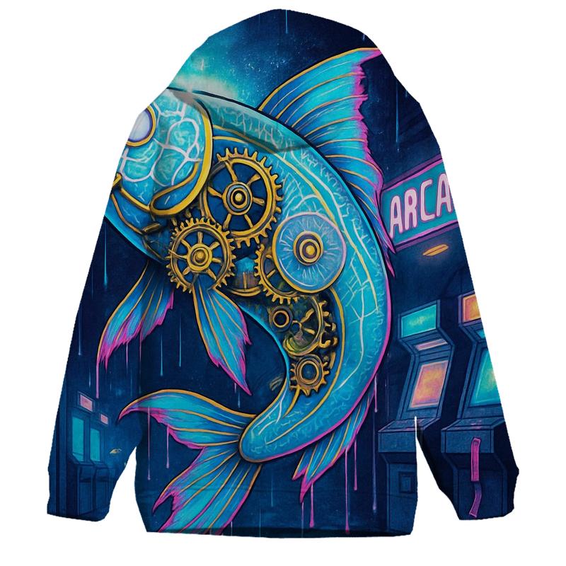 Clockwork Koi In A Rainstorm Arcade heavyweight hoodies