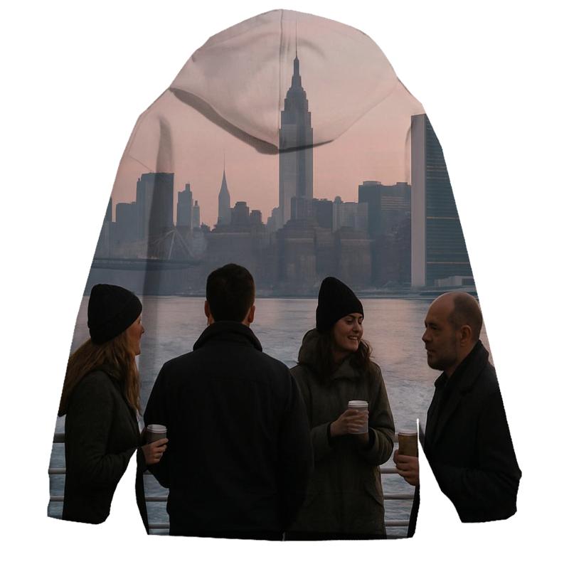 Dawn Commute On The East River Ferry With Midtown Behind heavyweight hoodies
