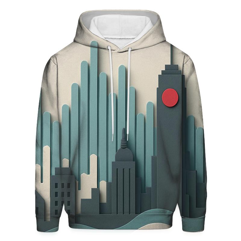 Paper Cut City Skyline Soundwave embroidered hoodies