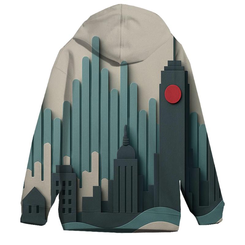 Paper Cut City Skyline Soundwave embroidered hoodies