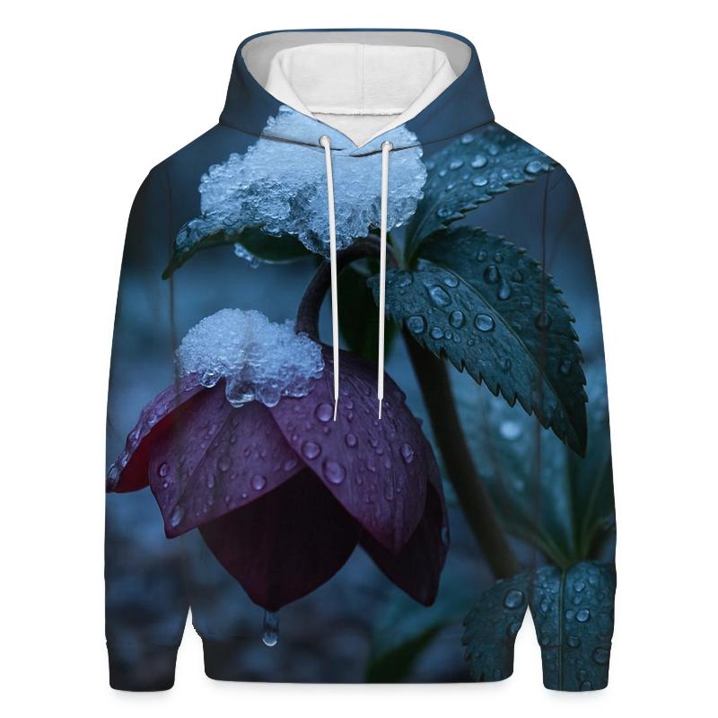 Hellebore Bloom After Wet Snowfall hoodie styles