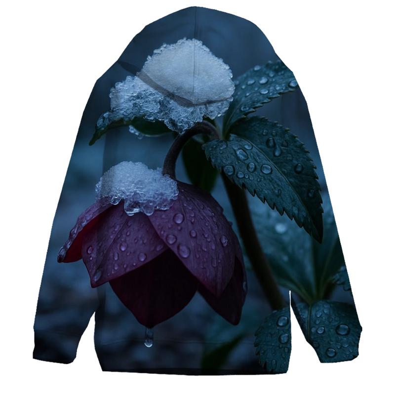 Hellebore Bloom After Wet Snowfall hoodie styles