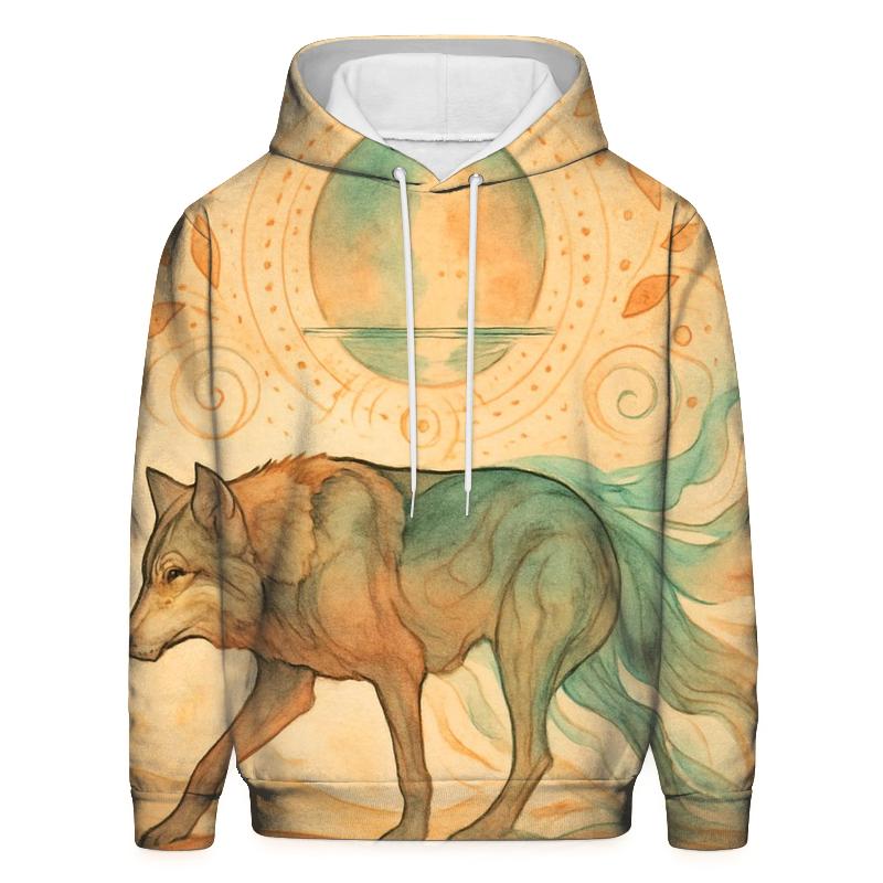 Desert Mirage Spirit Wolf embroidered hoodies