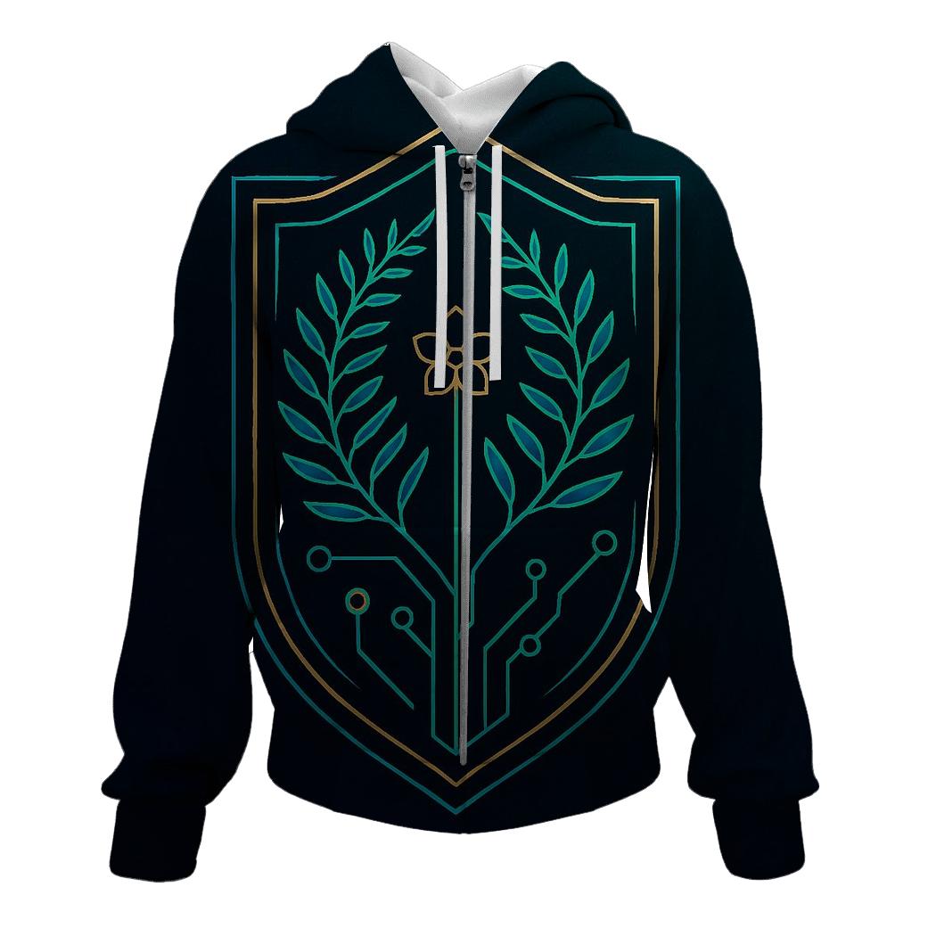 Aurora Circuit Botanical Crest zip-up hoodies