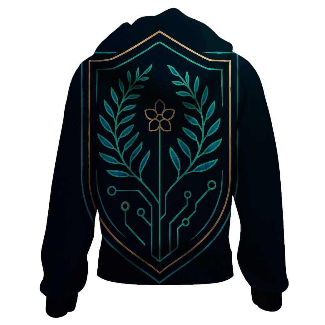 Aurora Circuit Botanical Crest zip-up hoodies