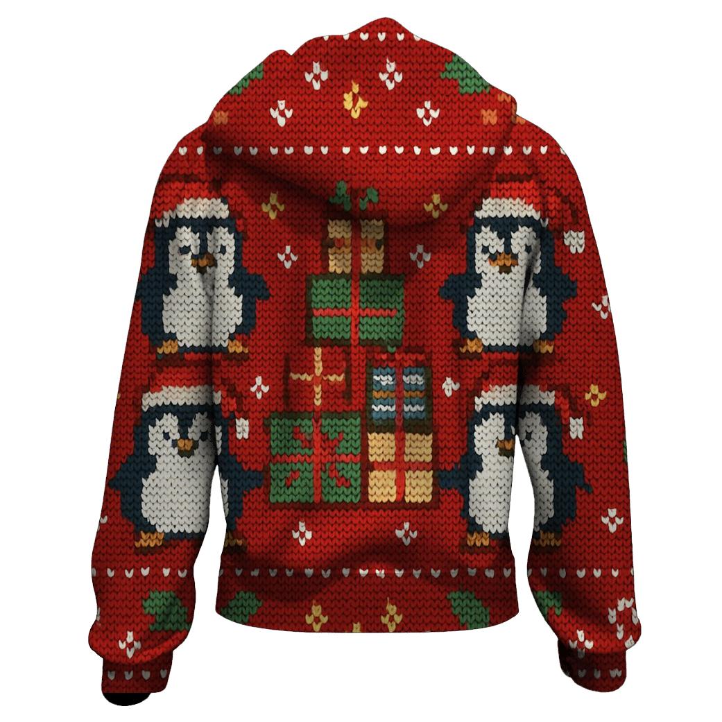 Penguin Present Pyramid Panel Design hoodie designs