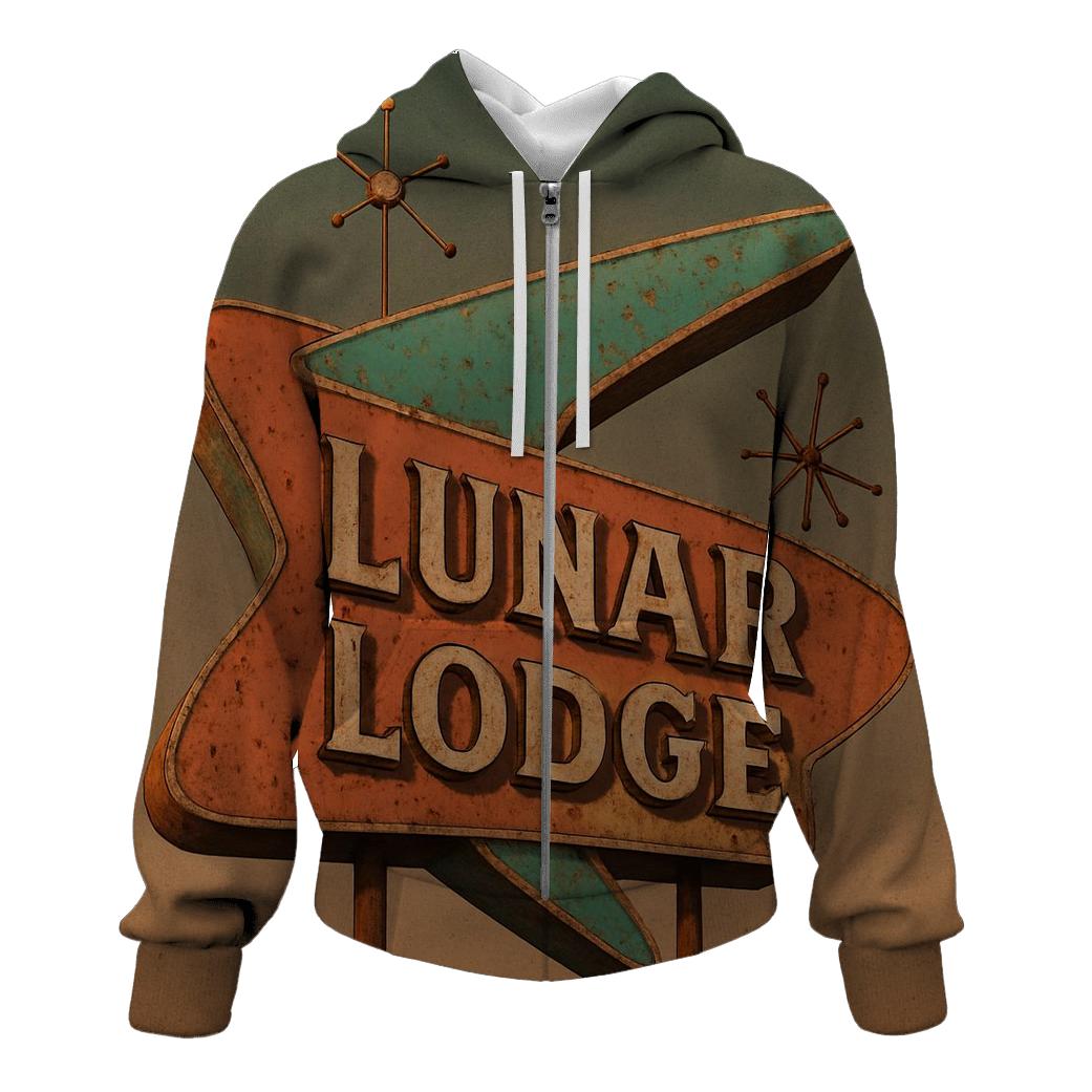 Weathered Space Age Motel Sign custom hoodies