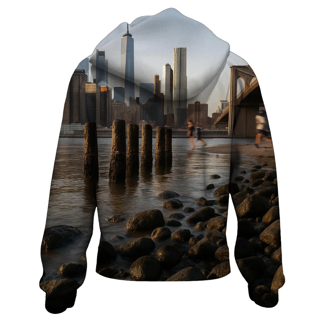 Low Tide Skyline Study From Brooklyn Bridge Park Rocks hoodie designs