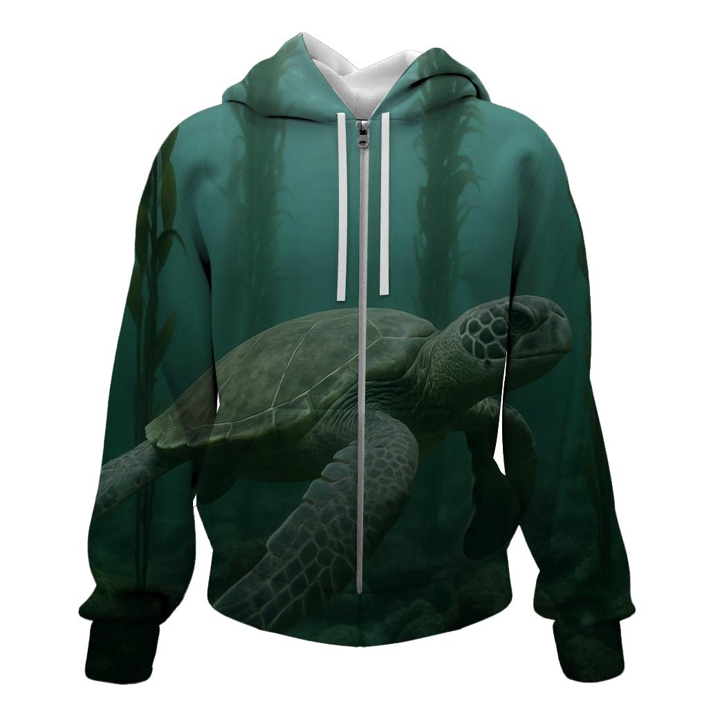 Kelp Forest Glide Green Sea Turtle pullover hoodies