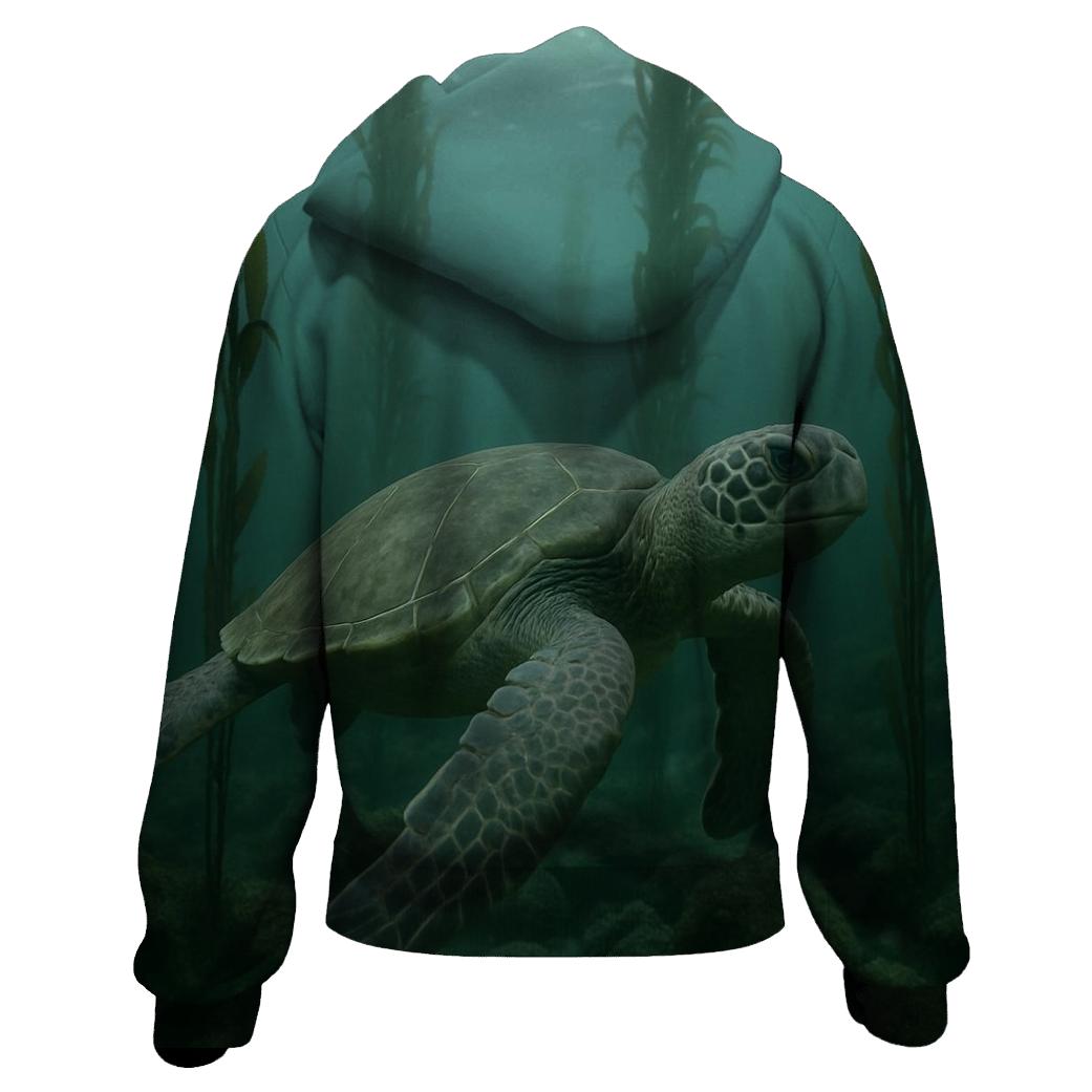 Kelp Forest Glide Green Sea Turtle pullover hoodies