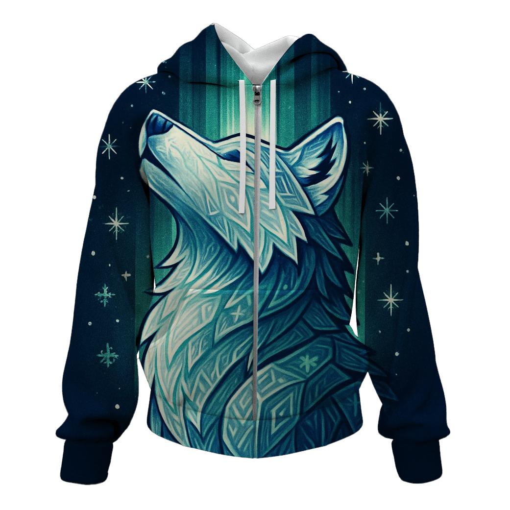 Aurora Runestone Wolf designer hoodies