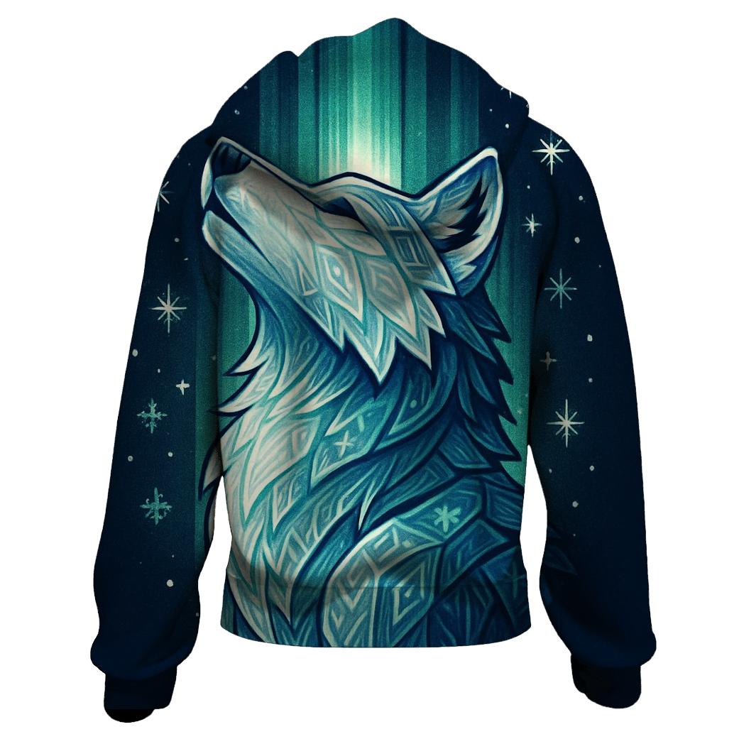 Aurora Runestone Wolf designer hoodies