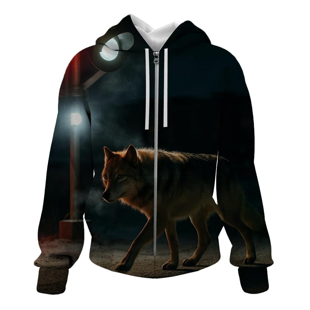 Night Crossing Under Arctic Rail Signals graphic hoodies