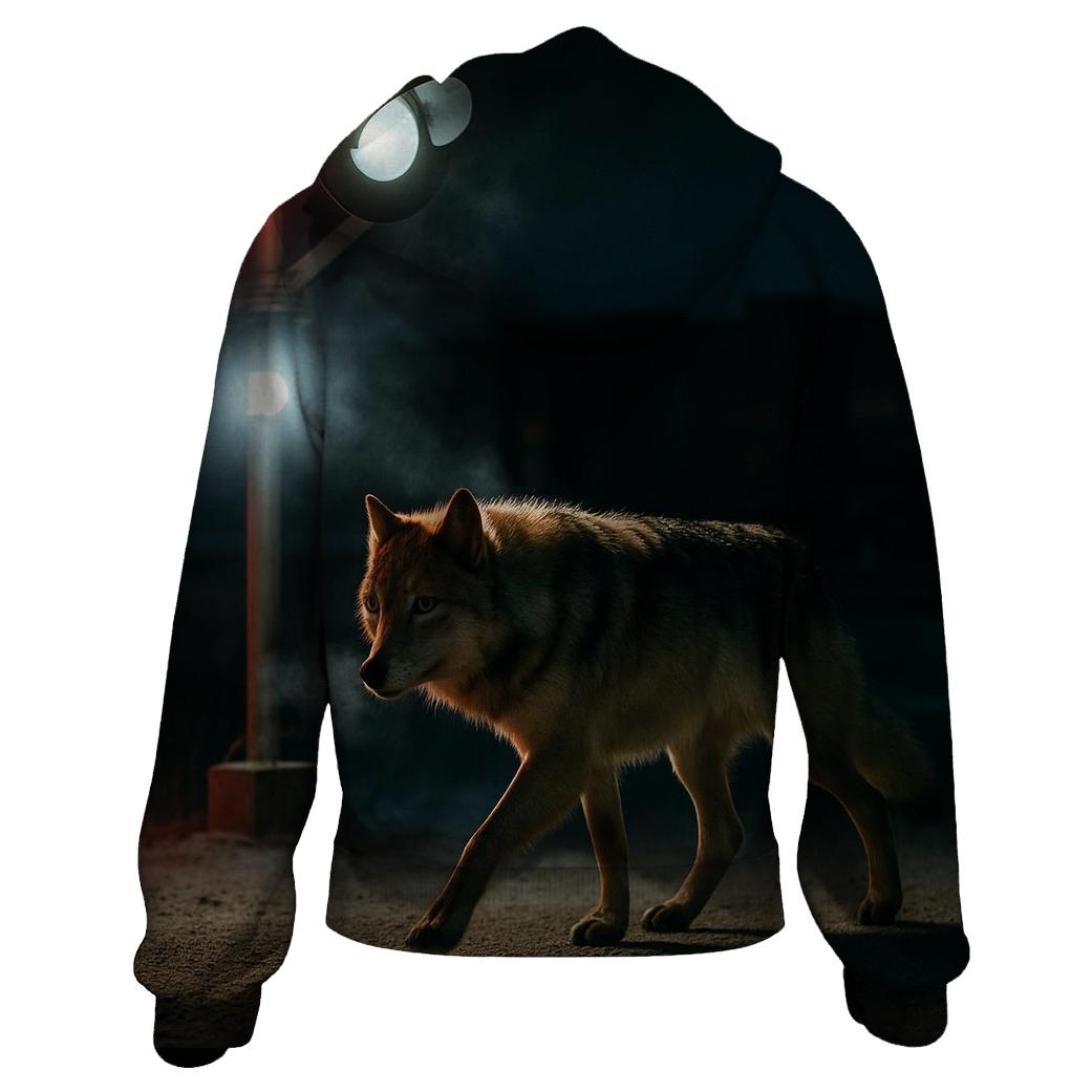 Night Crossing Under Arctic Rail Signals graphic hoodies