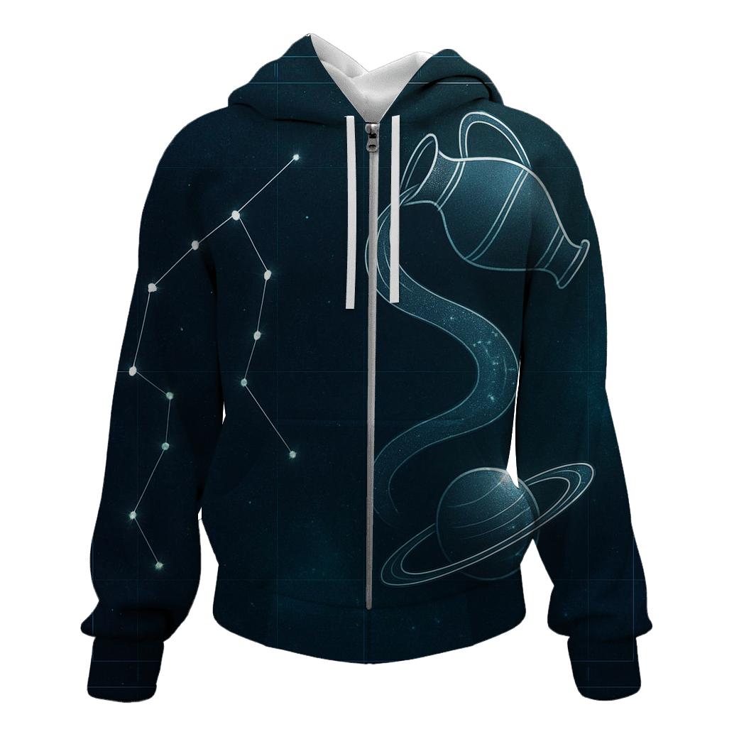 Aquarius Orbital Water Bearer Blueprint printed hoodies