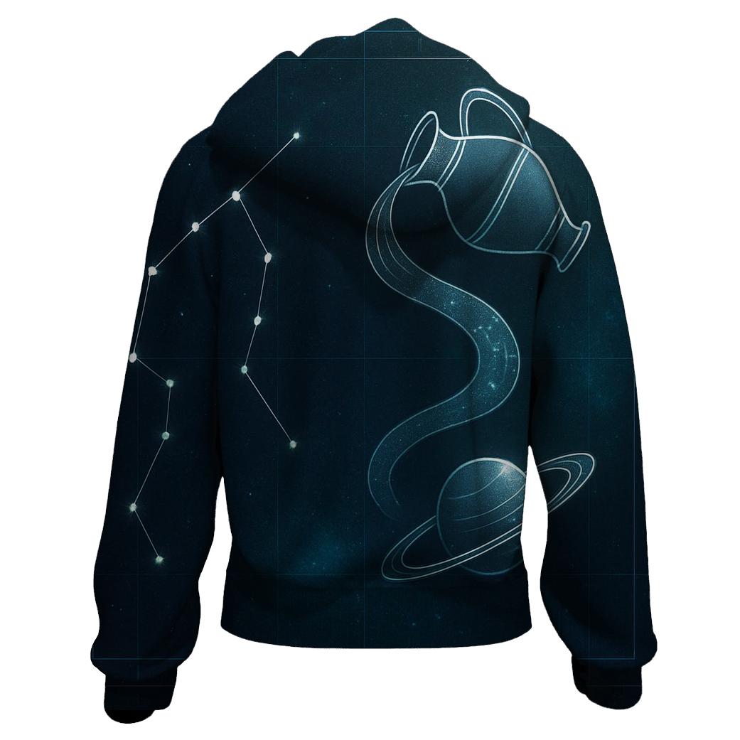 Aquarius Orbital Water Bearer Blueprint printed hoodies
