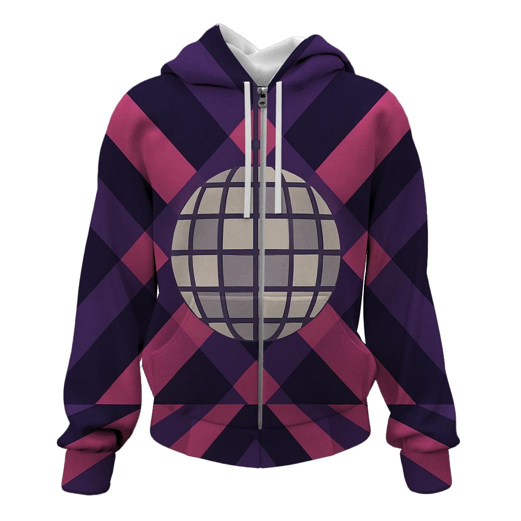 Disco Night Geometric Spotlight Grid zip-up hoodies