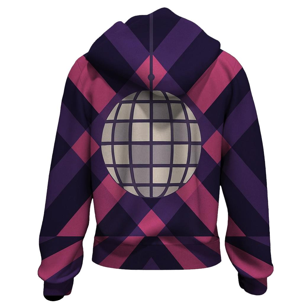 Disco Night Geometric Spotlight Grid zip-up hoodies