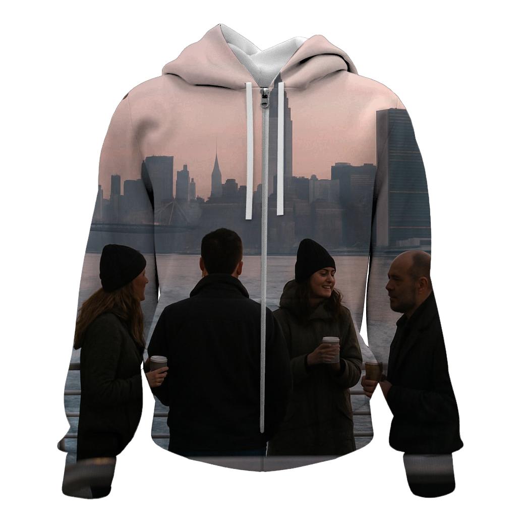 Dawn Commute On The East River Ferry With Midtown Behind graphic hoodies