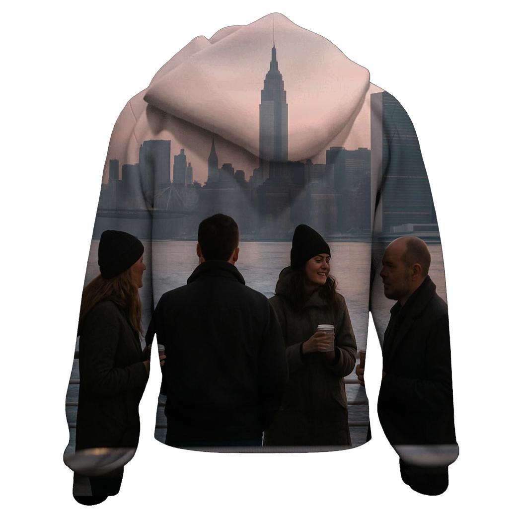 Dawn Commute On The East River Ferry With Midtown Behind graphic hoodies