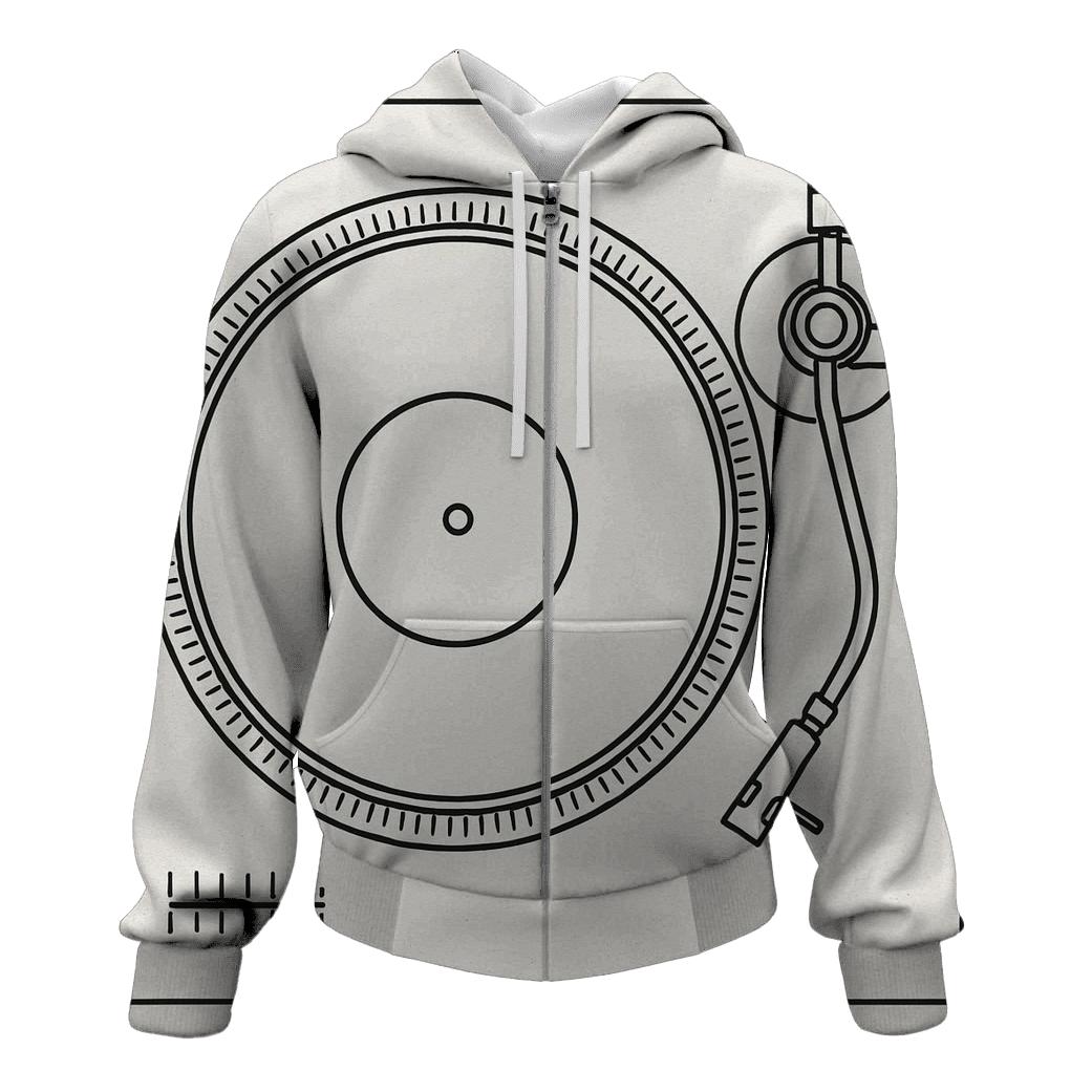 Mono Turntable Blueprint printed hoodies