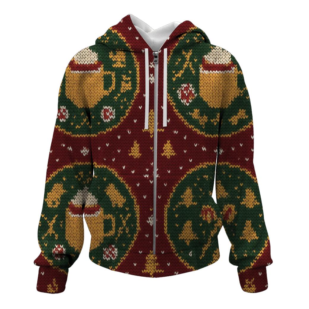 Ski Lodge Cocoa Cup Medallion Design embroidered hoodies