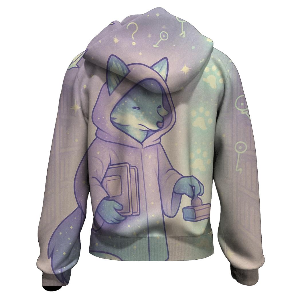 The Library Of Floating Footprints zip-up hoodies