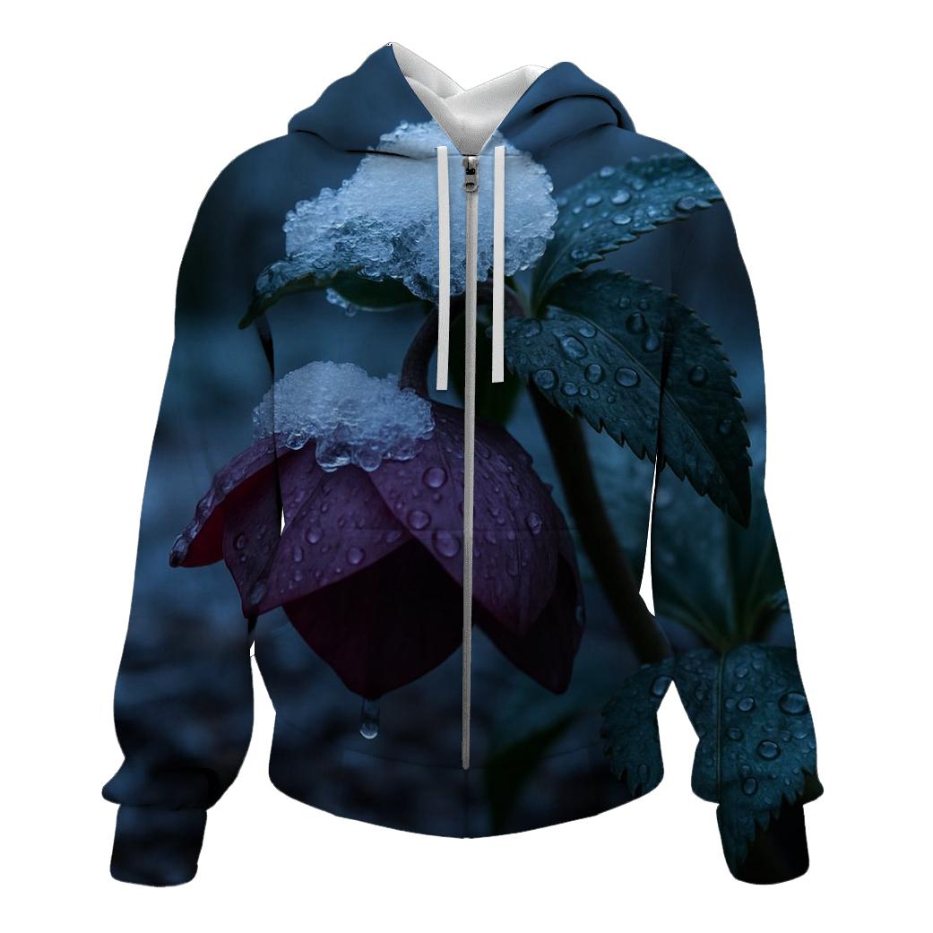 Hellebore Bloom After Wet Snowfall custom hoodies