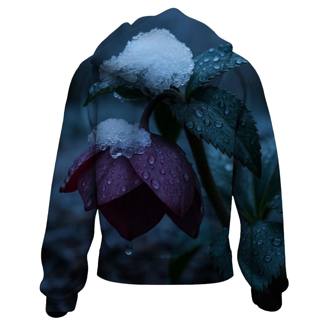 Hellebore Bloom After Wet Snowfall custom hoodies