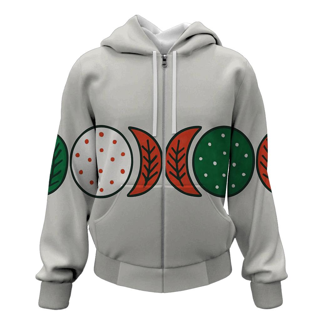 Pine And Ornament Moon Phases zip-up hoodies