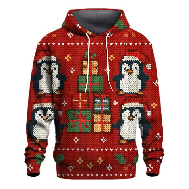 Penguin Present Pyramid Panel Design printed hoodies