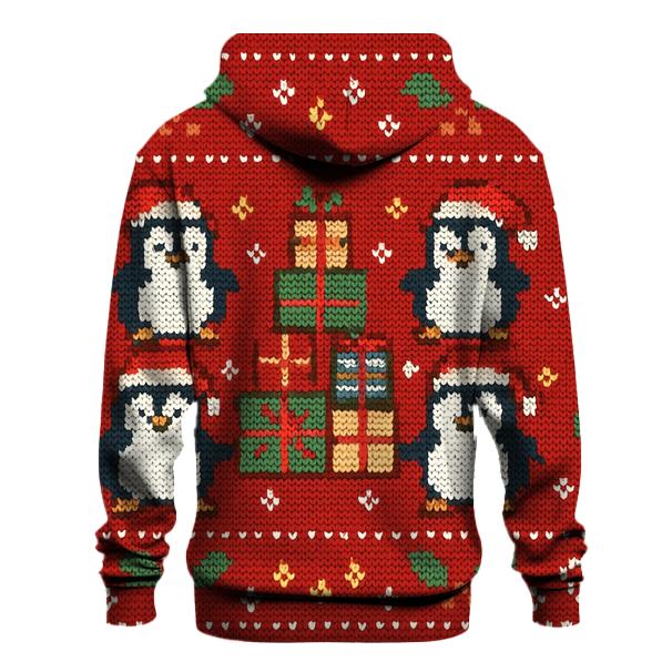 Penguin Present Pyramid Panel Design printed hoodies