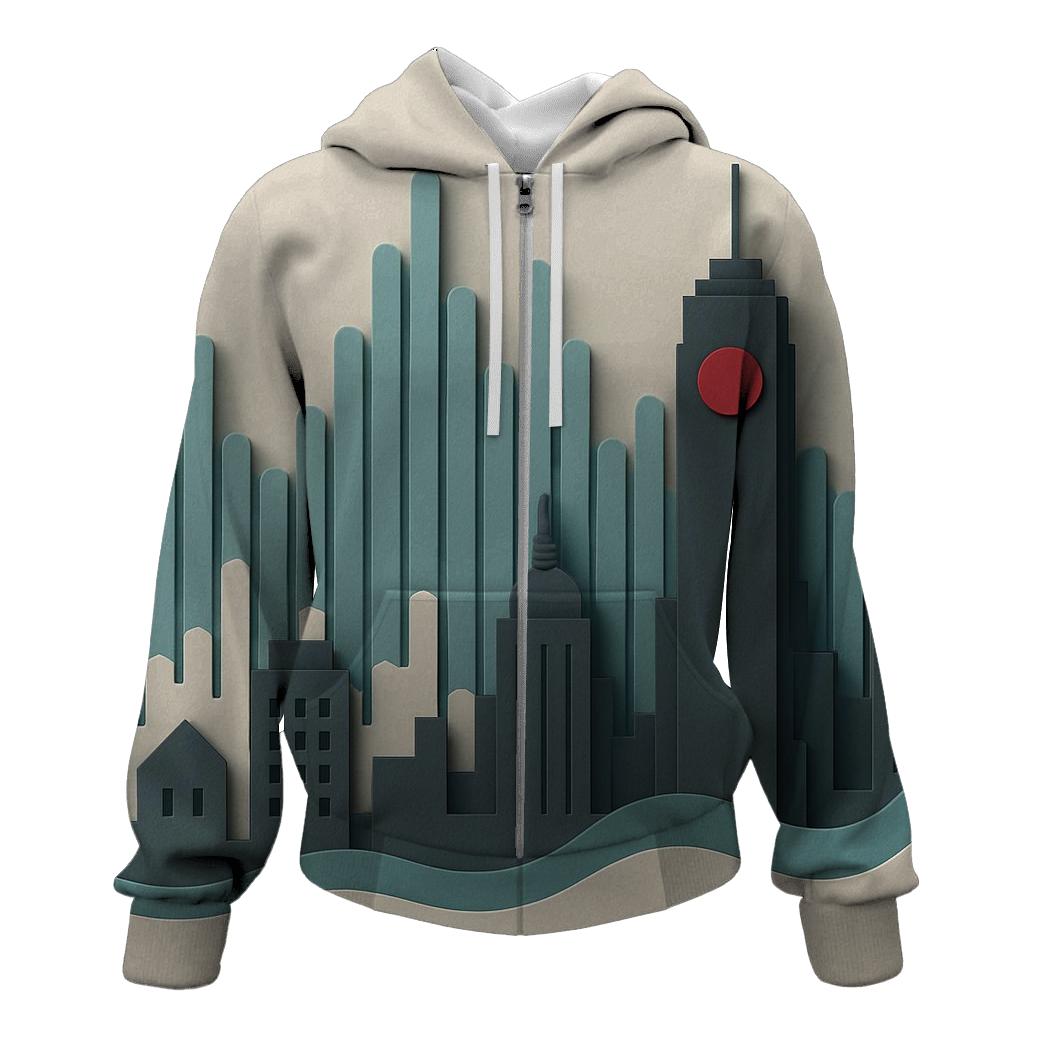 Paper Cut City Skyline Soundwave lightweight hoodies