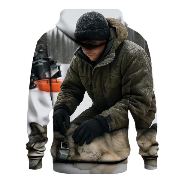 Radio Collar Health Check In Boreal Snowmobile Camp zip-up hoodies