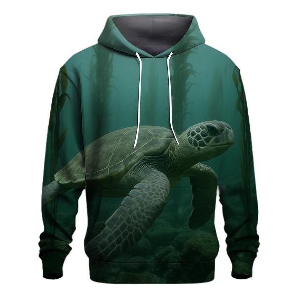 Kelp Forest Glide Green Sea Turtle printed hoodies