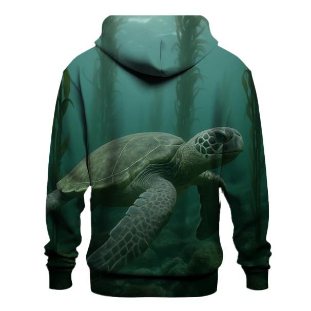 Kelp Forest Glide Green Sea Turtle printed hoodies
