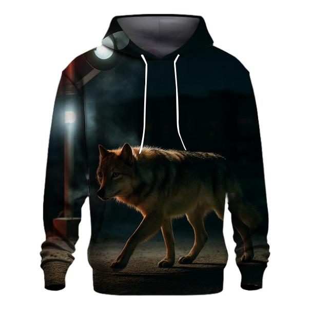 Night Crossing Under Arctic Rail Signals printed hoodies