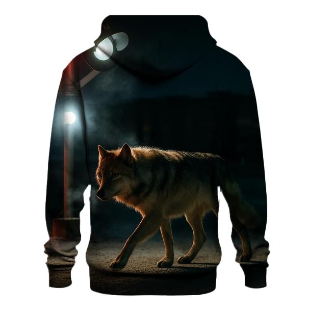 Night Crossing Under Arctic Rail Signals printed hoodies