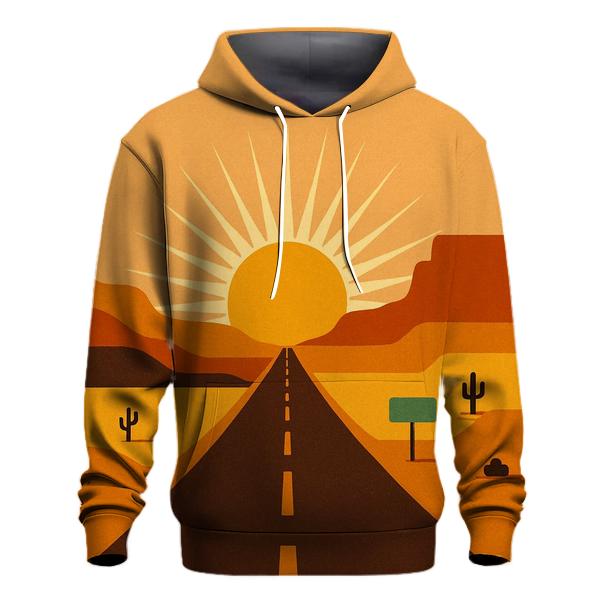 Desert Road Trip Sunburst Horizon graphic hoodies