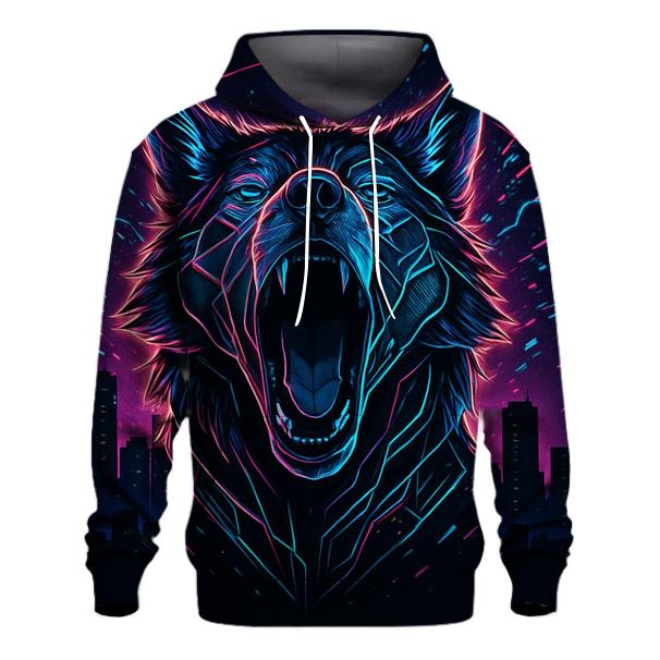 Neon Circuit Howl Wolf zip-up hoodies