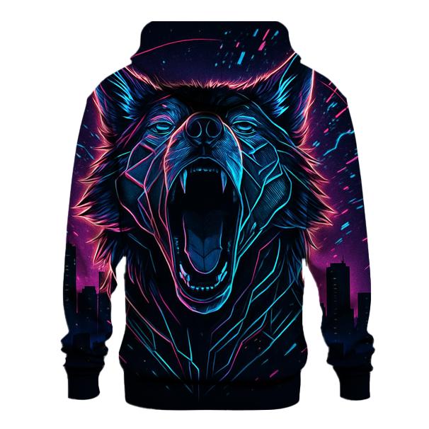 Neon Circuit Howl Wolf zip-up hoodies