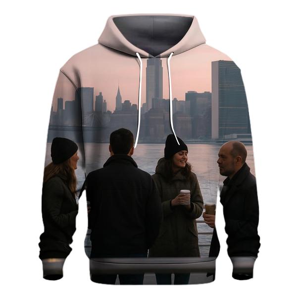 Dawn Commute On The East River Ferry With Midtown Behind graphic hoodies