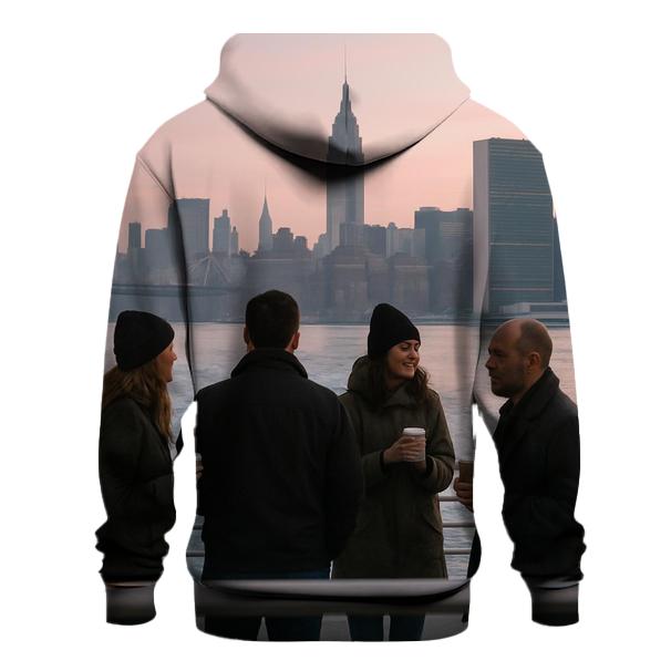 Dawn Commute On The East River Ferry With Midtown Behind graphic hoodies