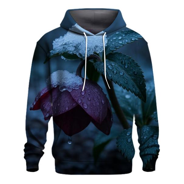 Hellebore Bloom After Wet Snowfall graphic hoodies